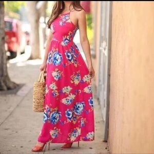 Everly Floral Pink Maxi Dress